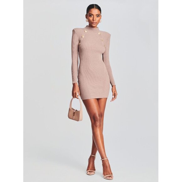 Retrofête Aislinn Dress / Medium / Metallic Satellite Knit Mini Gold Buttons - Picture 1 of 11